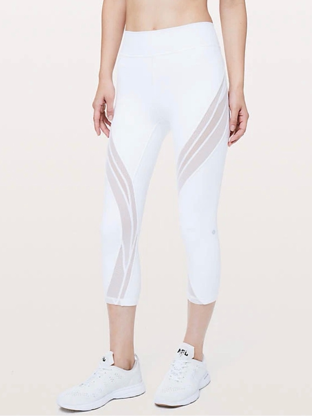 lululemon athletica White Capri Leggings with Sheer Panel Accents